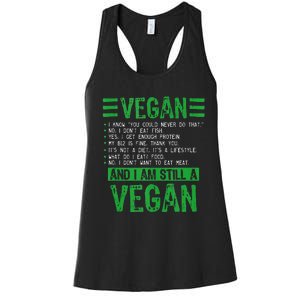 Funny I Am Still A Vegan Vegetarian Healthy Love Haters Women's Racerback Tank