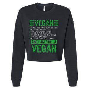 Funny I Am Still A Vegan Vegetarian Healthy Love Haters Cropped Pullover Crew