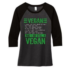 Funny I Am Still A Vegan Vegetarian Healthy Love Haters Women's Tri-Blend 3/4-Sleeve Raglan Shirt