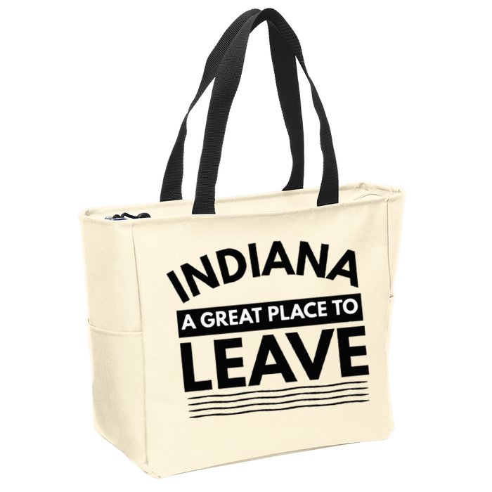 Funny Indiana A Great Place To Leave Sarcastic Indiana Retro Zip Tote Bag