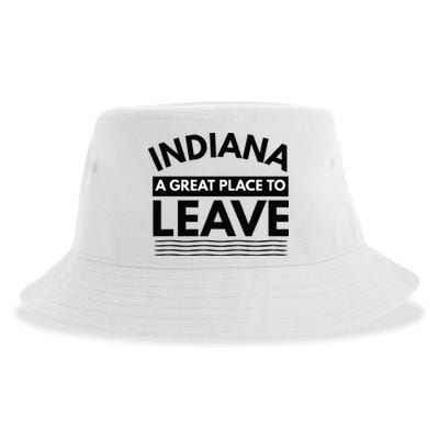 Funny Indiana A Great Place To Leave Sarcastic Indiana Retro Sustainable Bucket Hat