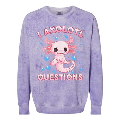 Funny I Axolotl Questions Colorblast Crewneck Sweatshirt