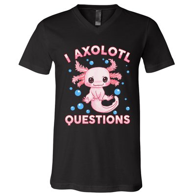 Funny I Axolotl Questions V-Neck T-Shirt