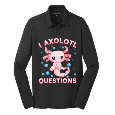 Funny I Axolotl Questions Silk Touch Performance Long Sleeve Polo