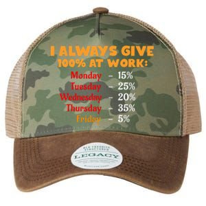 Funny I Always Give 100 Percent At Work Labor Day Legacy Tie Dye Trucker Hat