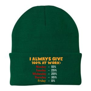 Funny I Always Give 100 Percent At Work Labor Day Knit Cap Winter Beanie