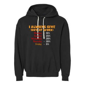 Funny I Always Give 100 Percent At Work Labor Day Garment-Dyed Fleece Hoodie