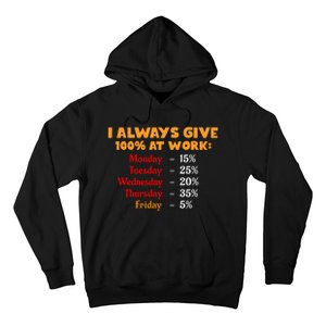 Funny I Always Give 100 Percent At Work Labor Day Hoodie