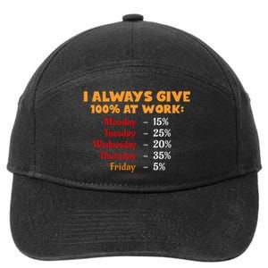 Funny I Always Give 100 Percent At Work Labor Day 7-Panel Snapback Hat