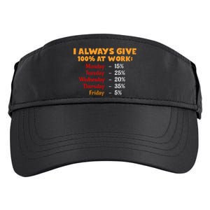 Funny I Always Give 100 Percent At Work Labor Day Adult Drive Performance Visor