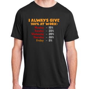 Funny I Always Give 100 Percent At Work Labor Day Adult ChromaSoft Performance T-Shirt