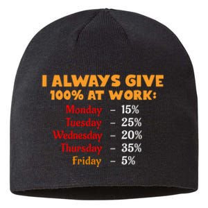 Funny I Always Give 100 Percent At Work Labor Day Sustainable Beanie