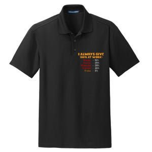 Funny I Always Give 100 Percent At Work Labor Day Dry Zone Grid Polo