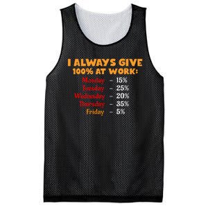 Funny I Always Give 100 Percent At Work Labor Day Mesh Reversible Basketball Jersey Tank