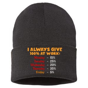 Funny I Always Give 100 Percent At Work Labor Day Sustainable Knit Beanie