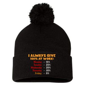 Funny I Always Give 100 Percent At Work Labor Day Pom Pom 12in Knit Beanie