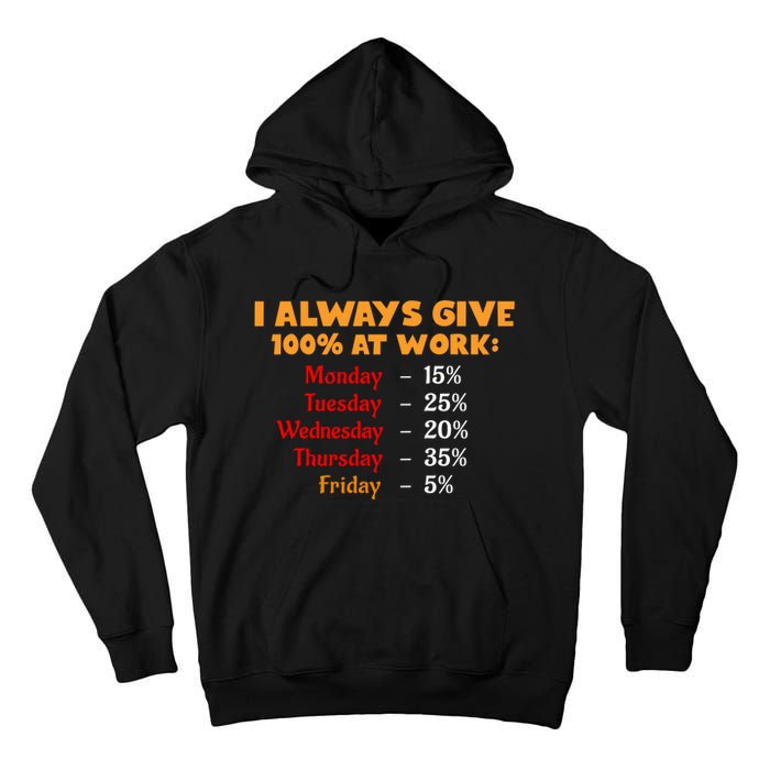 Funny I Always Give 100 Percent At Work Labor Day Tall Hoodie