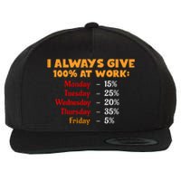 Funny I Always Give 100 Percent At Work Labor Day Wool Snapback Cap