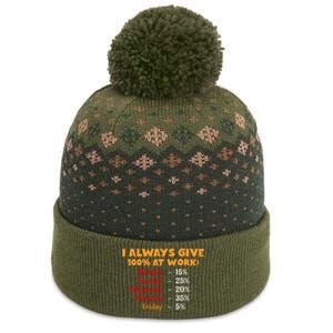 Funny I Always Give 100 Percent At Work Labor Day The Baniff Cuffed Pom Beanie