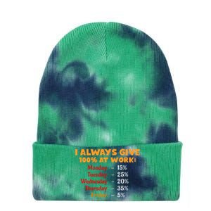 Funny I Always Give 100 Percent At Work Labor Day Tie Dye 12in Knit Beanie