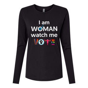 Funny I Am Woman Watch Me Vote Womens Cotton Relaxed Long Sleeve T-Shirt