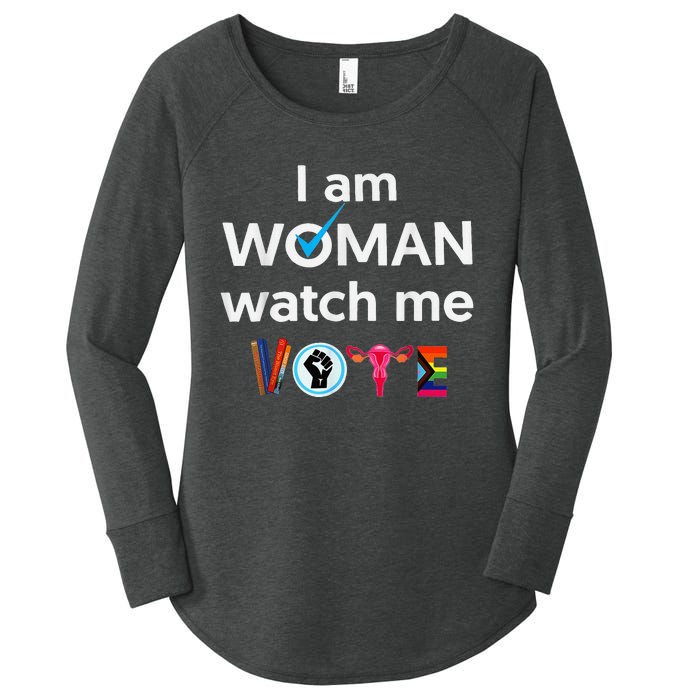 Funny I Am Woman Watch Me Vote Women's Perfect Tri Tunic Long Sleeve Shirt