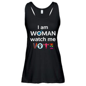 Funny I Am Woman Watch Me Vote Ladies Essential Flowy Tank