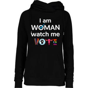 Funny I Am Woman Watch Me Vote Womens Funnel Neck Pullover Hood