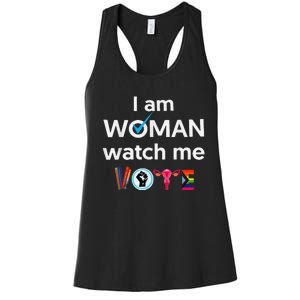 Funny I Am Woman Watch Me Vote Women's Racerback Tank