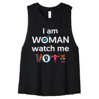 Funny I Am Woman Watch Me Vote Women's Racerback Cropped Tank