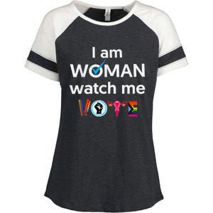 Funny I Am Woman Watch Me Vote Enza Ladies Jersey Colorblock Tee