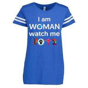 Funny I Am Woman Watch Me Vote Enza Ladies Jersey Football T-Shirt