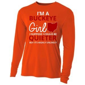 Funny I'm A Buckeye Girl Football Fan Cooling Performance Long Sleeve Crew