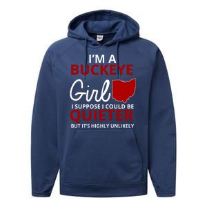 Funny I'm A Buckeye Girl Football Fan Performance Fleece Hoodie