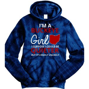 Funny I'm A Buckeye Girl Football Fan Tie Dye Hoodie