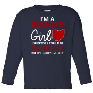 Funny I'm A Buckeye Girl Football Fan Toddler Long Sleeve Shirt