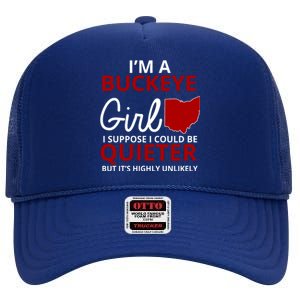 Funny I'm A Buckeye Girl Football Fan High Crown Mesh Back Trucker Hat