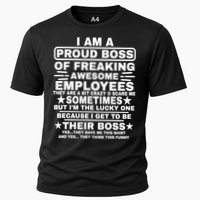 Funny I Am A Proud Boss Of Freaking Awesome Employees Boss Cooling Performance Crew T-Shirt