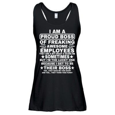 Funny I Am A Proud Boss Of Freaking Awesome Employees Boss Ladies Essential Flowy Tank
