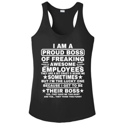 Funny I Am A Proud Boss Of Freaking Awesome Employees Boss Ladies PosiCharge Competitor Racerback Tank