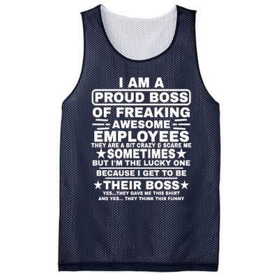 Funny I Am A Proud Boss Of Freaking Awesome Employees Boss Mesh Reversible Basketball Jersey Tank