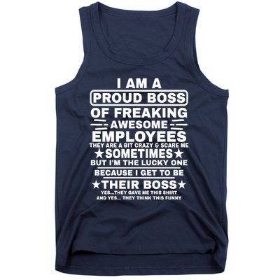 Funny I Am A Proud Boss Of Freaking Awesome Employees Boss Tank Top