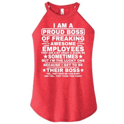 Funny I Am A Proud Boss Of Freaking Awesome Employees Boss Women's Perfect Tri Rocker Tank
