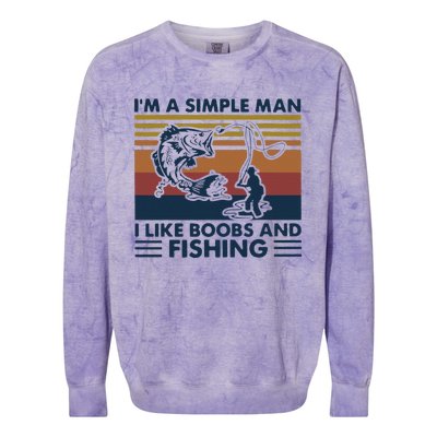 Fisherman Im A Simple I Like Boobs And Fishing Colorblast Crewneck Sweatshirt