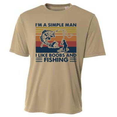 Fisherman Im A Simple I Like Boobs And Fishing Cooling Performance Crew T-Shirt