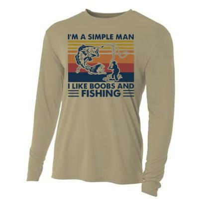 Fisherman Im A Simple I Like Boobs And Fishing Cooling Performance Long Sleeve Crew