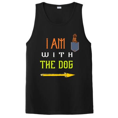 Funny I Am With The Dog Dog In Pocket Gift PosiCharge Competitor Tank