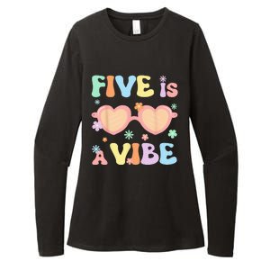 Five Is A Vibe 5 Year Old 5th Birthday Groovy Womens CVC Long Sleeve Shirt