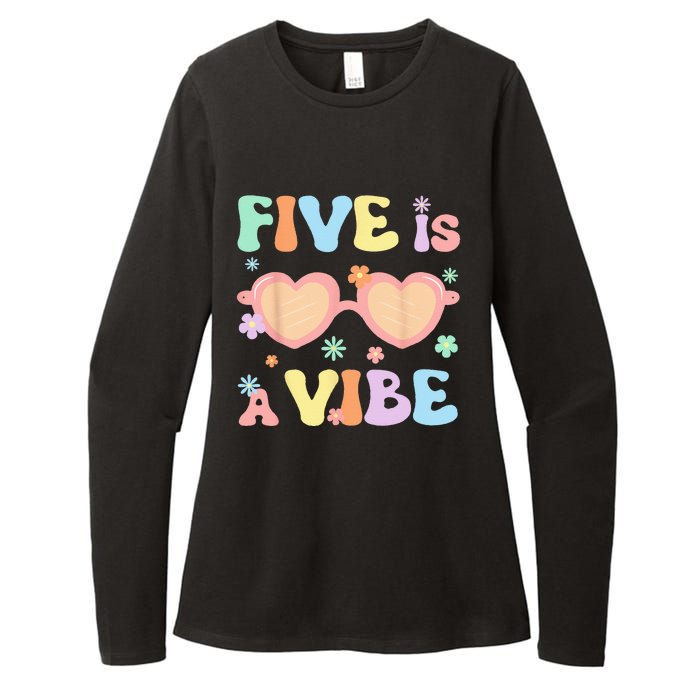 Five Is A Vibe 5 Year Old 5th Birthday Groovy Womens CVC Long Sleeve Shirt