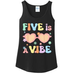 Five Is A Vibe 5 Year Old 5th Birthday Groovy Ladies Essential Tank